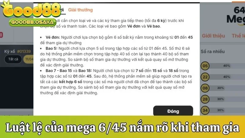 Luật lệ của mega 6/45 nắm rõ khi tham gia chơi