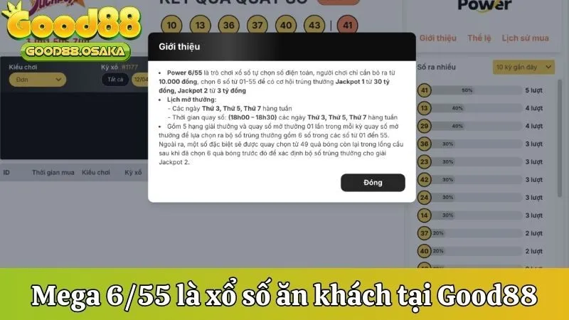 Mega 6/55 là xổ số ăn khách tại Good88