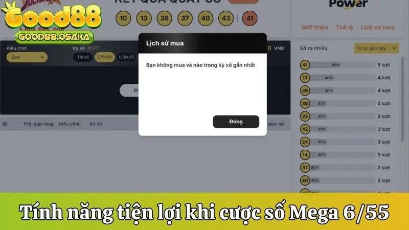 Tính năng tiện lợi khi cược số Mega kiểu 6/55